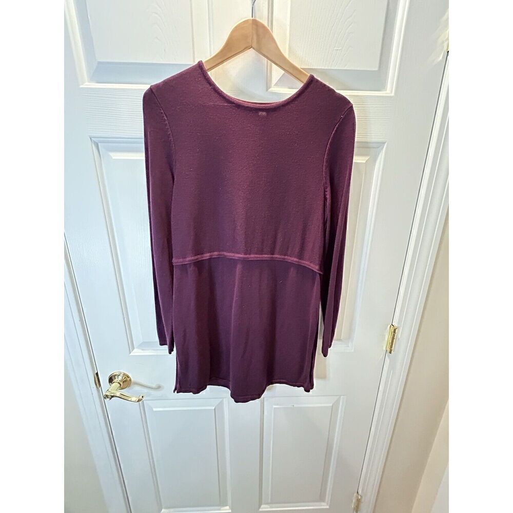 J Jill Women's Size Small Knit Tunic Eggplant Purple Wool Blend Sweater